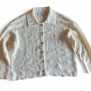 Petal & Pup Light Cream Knit Button-Up Cardigan Size Medium